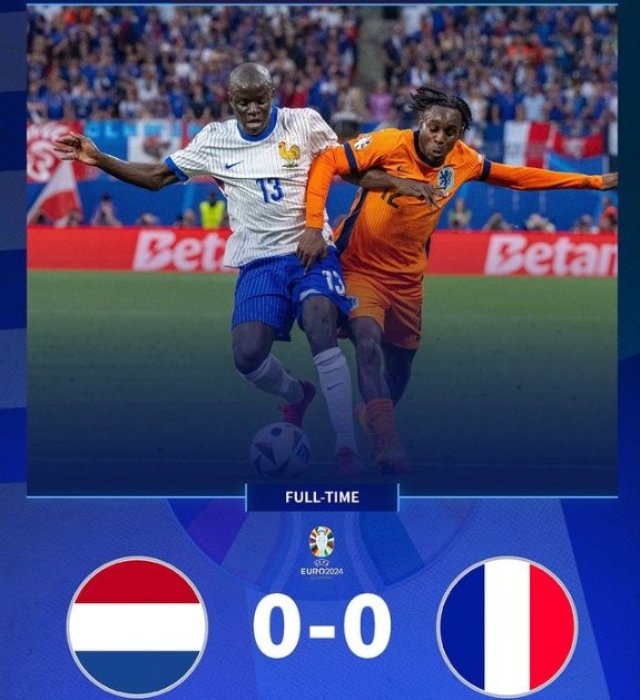 法国荷兰闷平，欧洲杯50场无0-0纪录终结