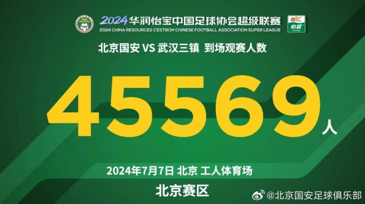 感谢今天来到现场的45569名球迷，下一场比赛7月12日上海见